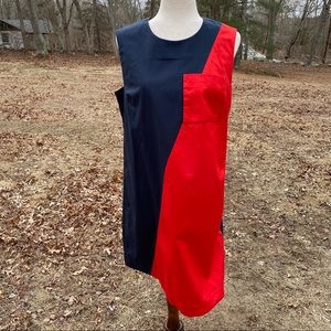 KATE SPADE SATURDAY DRESS SHIFT BLUE RED COLOR BLOCK SLEEVELESS COTTON Size 12